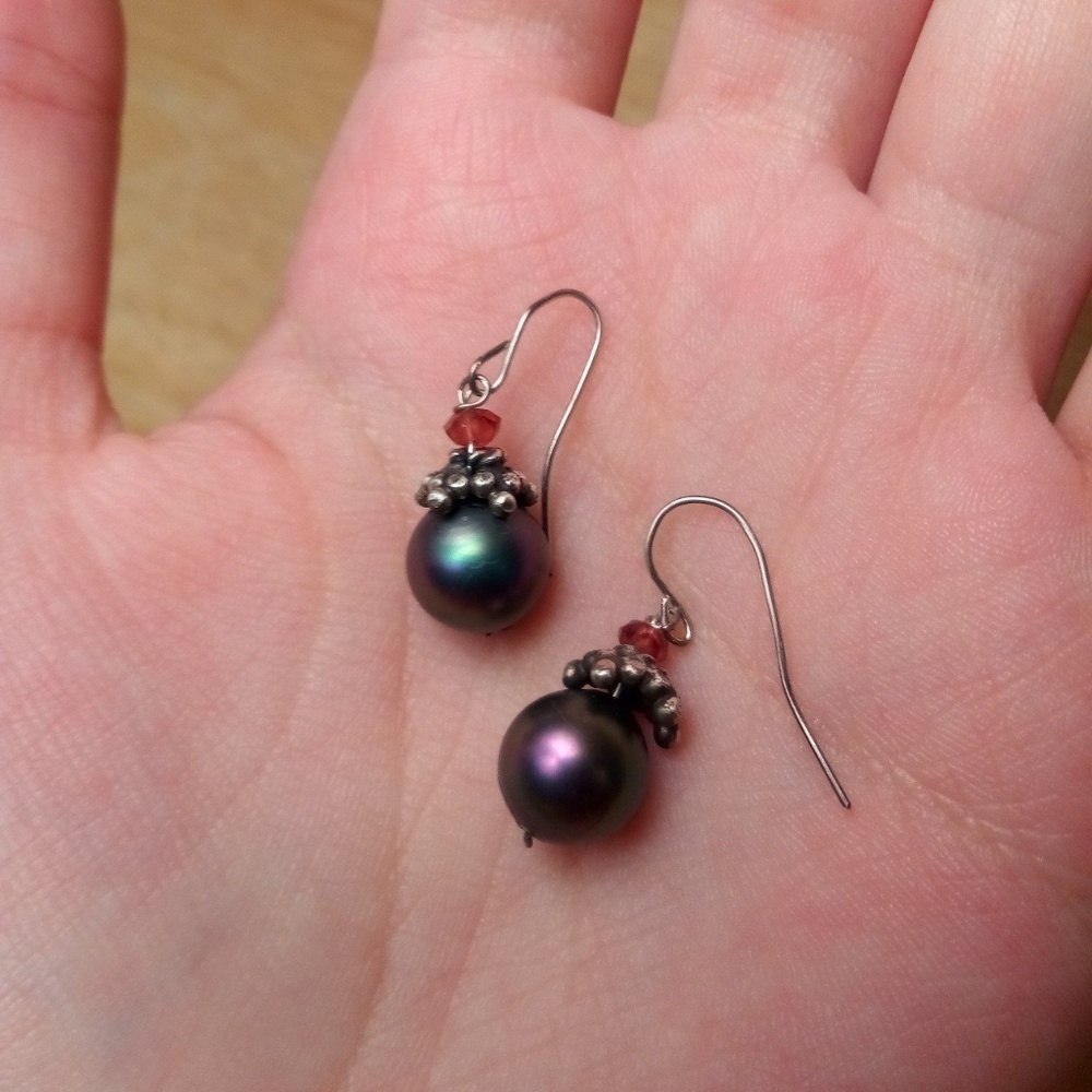 Sterling silver earrings with faux pearls